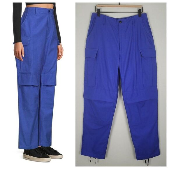 Rag & Bone Sands Cotton Twill Cargo Pants High Waist Bright Blue Size 8 NWT - Picture 1 of 13